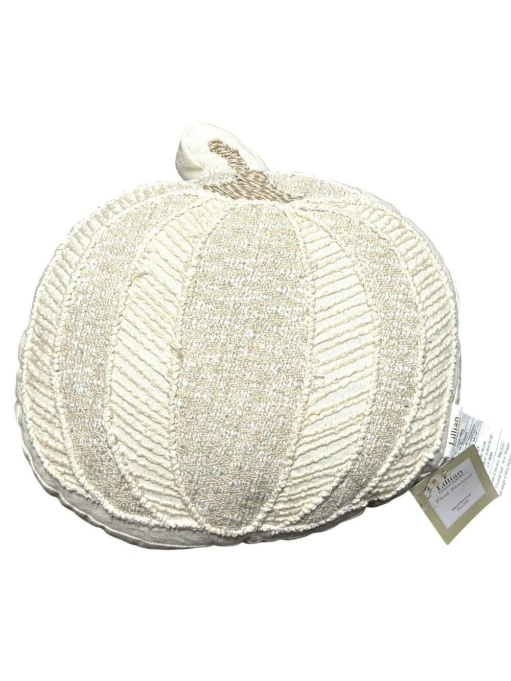 Lillian August French Farmhouse 16" Decorative Pumpkin-Shaped Pillow Thanksgivin